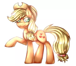 Size: 876x761 | Tagged: safe, artist:mixipony, derpibooru import, applejack, raised hoof, simple background, solo