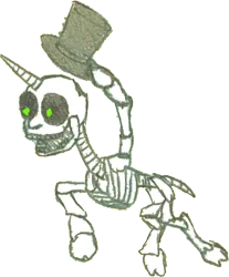 Size: 576x695 | Tagged: artist:bubsakavermin, derpibooru import, hat, mr. bones, oc, oc:skelly bones, ponified, safe, simple background, skeleton, solo, spooky, the ride never ends, top hat, transparent background, unofficial characters only