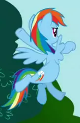 Size: 188x289 | Tagged: safe, derpibooru import, screencap, rainbow dash, pegasus, pony, animation error, extra legs, female, fifth leg, great moments in animation, hoof that looks like a penis, image, jpeg, literal fifth leg, mare, not a penis, oops, solo, that's a penis