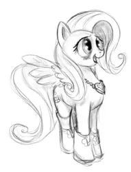 Size: 832x1088 | Tagged: artist:gela-g-i-s-gela, derpibooru import, fluttershy, monochrome, safe, sketch, solo