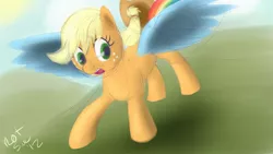 Size: 1600x900 | Tagged: applejack, artist:im not sue, derpibooru import, fanfic, fanfic:those blue wings, safe, solo