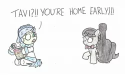 Size: 2120x1274 | Tagged: safe, artist:bobthedalek, derpibooru import, bon bon, carrot top, golden harvest, octavia melody, sweetie drops, vinyl scratch, earth pony, pony, unicorn, caught, cello, clothes, cucumber, cucumber pirate, duo, female, magazine, misspelling, mud mask, musical instrument, robe