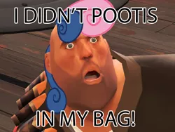 Size: 1024x768 | Tagged: bon bon, bonpun, crossing the memes, crossover, derpibooru import, edit, heavy weapons guy, i didn't put those in my bag, meme, pootis, pun, safe, sweetie drops, team fortress 2