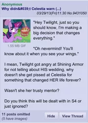 Size: 640x891 | Tagged: 4chan, a canterlot wedding, alicorn drama, derpibooru import, /mlp/, safe, sandwich armor, text, twilight sparkle