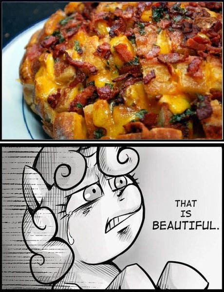 Size: 537x700 | Tagged: bacon, bread, cheese, exploitable meme, food, meme, plate, safe, sweetie belle, that is beautiful