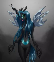 Size: 1122x1280 | Tagged: anthro, artist:mirapony, barbie doll anatomy, breasts, derpibooru import, featureless breasts, featureless crotch, female, nudity, queen chrysalis, solo, solo female, suggestive