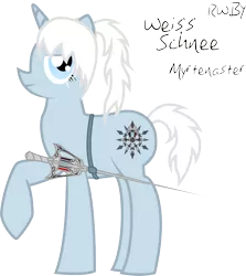 Size: 3543x3966 | Tagged: artist:rainboomrunner, cold, derpibooru import, dust, monty oum, myrtenaster, ponified, rapier, roosterteeth, rwby, safe, scar, simple background, solo, sword, transparent background, vector, weiss schnee, white