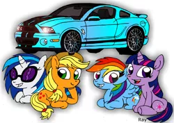 Size: 2846x2011 | Tagged: applejack, artist:rray-xd, car, derpibooru import, ford, ford mustang, rainbow dash, safe, shelby, shelby gt500 mustang, twilight sparkle, vinyl scratch