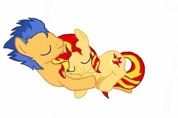 Size: 600x400 | Tagged: safe, artist:dr-j33, derpibooru import, flash sentry, sunset shimmer, pony, cuddling, female, flashimmer, male, shipping, simple background, sleeping, straight, vector, white background