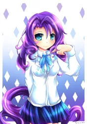 Size: 1000x1421 | Tagged: safe, artist:fenrixion, derpibooru import, rarity, human, humanized, pixiv, solo, tailed humanization