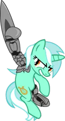 Size: 499x921 | Tagged: safe, artist:nightoneverest, derpibooru import, lyra heartstrings, cyborg, pony, unicorn, automail, bipedal, crossover, fullmetal alchemist, funny, funny as hell, grin, hand, prosthetic limb, prosthetics, solo, that pony sure does love hands, that pony sure does love humans