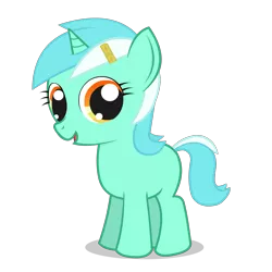Size: 1667x1667 | Tagged: safe, artist:negasun, derpibooru import, lyra heartstrings, pony, unicorn, blank flank, female, filly, filly lyra, hairclip, looking at you, simple background, smiling, solo, transparent background, vector, younger