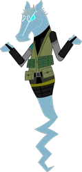 Size: 1012x2132 | Tagged: safe, artist:jewelsfriend, derpibooru import, fox, pony, python, windigo, bipedal, crossover, konami, metal gear, pinhead, simple background, sneaking suit, solo, transparent background