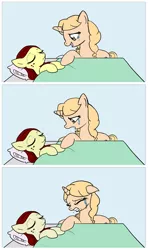 Size: 500x846 | Tagged: safe, artist:jovey4, derpibooru import, oc, oc:taralicious, unofficial characters only, earth pony, pony, unicorn, based on a true story, bed, bittersweet, crying, death, dying, feels, female, filly, kiki, kiki havivy, mare, on bed, ponysona, sad, singing, tara strong, touching hooves