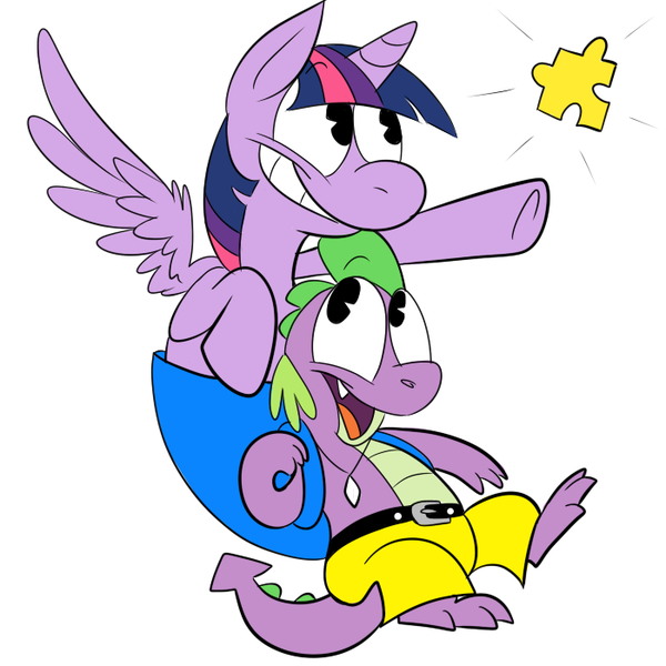 Size: 700x700 | Tagged: safe, artist:karpet-shark, derpibooru import, spike, twilight sparkle, twilight sparkle (alicorn), alicorn, pony, twily-daily, banjo kazooie, female, jiggy, mare, puzzle piece