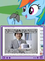 Size: 564x760 | Tagged: derpibooru import, exploitable meme, gamerdash, meme, nintendo, rainbow dash, safe, satoru iwata, tv meme