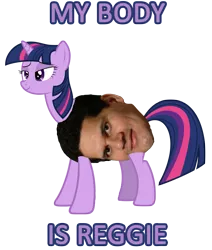 Size: 1480x1744 | Tagged: derpibooru import, image macro, meme, my body is ready, my body is reggie, nintendo, not salmon, pun, reggie fils-aime, safe, twilight sparkle, wat