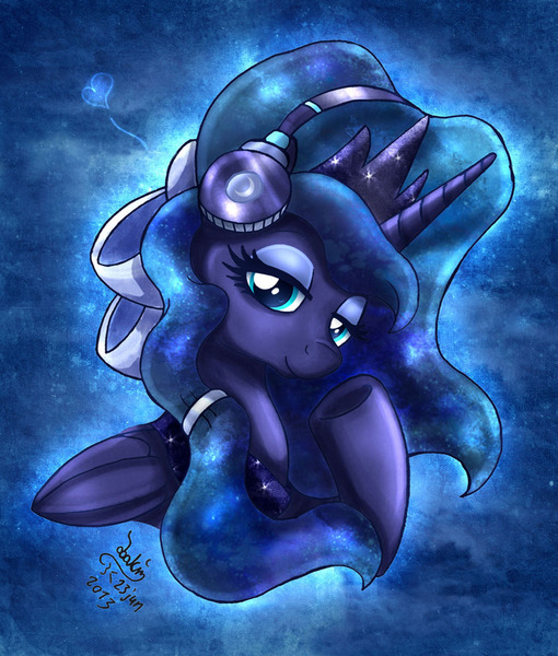 Size: 1020x1200 | Tagged: safe, artist:joakaha, derpibooru import, princess luna, headphones, solo