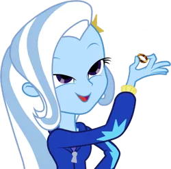 Size: 1450x1432 | Tagged: safe, artist:kressio, derpibooru import, edit, trixie, equestria girls, equestria girls (movie), exploitable meme, look what trixie found, lord of the rings, simple background, solo, the one ring, transparent background, vector