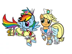 Size: 1024x768 | Tagged: 2006, applejack, artist:omegaridersangou, clothes, cosplay, costume, cure bloom, cure bright, cure egret, cure windy, derpibooru import, dressup, precure, pretty cure, pretty cure splash star, rainbow dash, safe