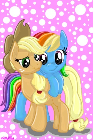 Size: 320x480 | Tagged: artist needed, safe, derpibooru import, applejack, rainbow dash, appledash, female, lesbian, shipping