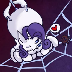 Size: 1000x1000 | Tagged: artist:fauxsquared, derpibooru import, heart, monster pony, original species, pictogram, rarity, safe, solo, species swap, spider, spiderpony, spiderponyrarity, spider web