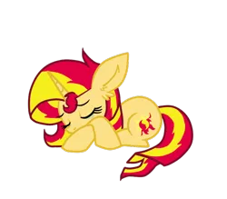 Size: 800x700 | Tagged: dead source, safe, artist:the-crystal-rarity, derpibooru import, sunset shimmer, pony, crying, lying down, sad, simple background, solo, transparent background