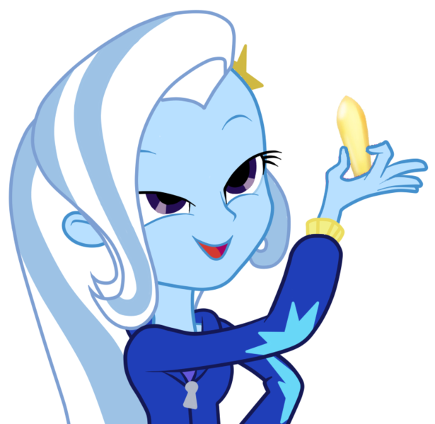 Size: 750x732 | Tagged: safe, derpibooru import, trixie, equestria girls, exploitable meme, look what trixie found, meme, solo, suppository