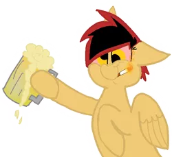 Size: 590x540 | Tagged: safe, artist:ponypuffer, derpibooru import, oc, oc:artemis, unofficial characters only, pegasus, pony, alcohol, beer, birthday, cigarette, ponypuffer, smoking, solo