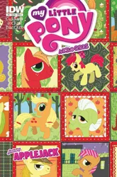 Size: 659x1000 | Tagged: safe, artist:amy mebberson, derpibooru import, idw, apple bloom, apple brown betty, apple fritter, applejack, babs seed, big macintosh, braeburn, granny smith, mosely orange, uncle orange, earth pony, pony, apple family, apple family member, comic cover, cover, male, offscreen character, quilt, stallion