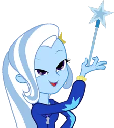 Size: 784x874 | Tagged: safe, derpibooru import, trixie, equestria girls, exploitable meme, look what trixie found, meme, solo, wand