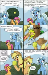 Size: 1978x3080 | Tagged: applejack, artist:ciriliko, comic, creeper, pony racism, racism, safe, scootaloo, trixie, zas