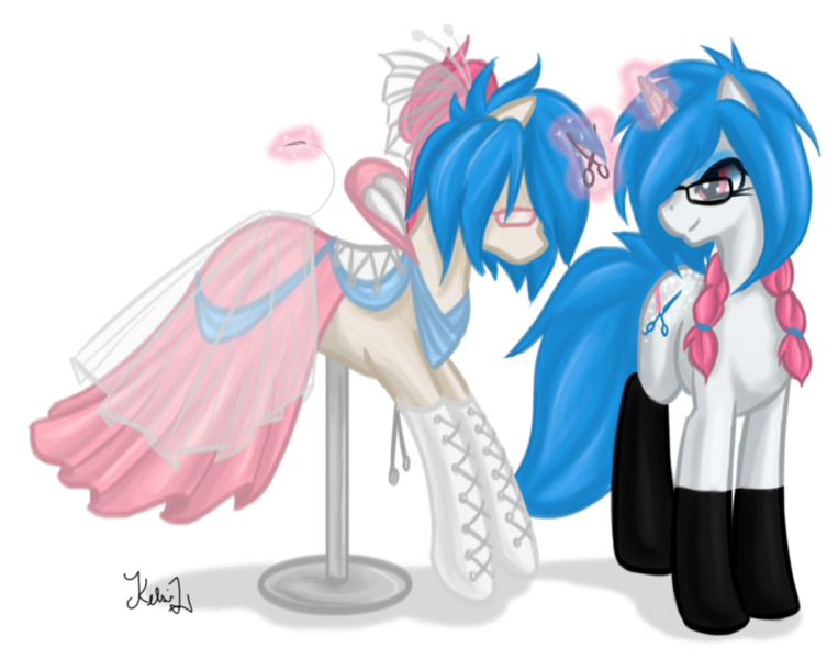 Size: 900x708 | Tagged: artist:viperviolist, clothes, derpibooru import, dress, mannequin, oc, oc:shear luck, ponyquin, safe, solo, unofficial characters only