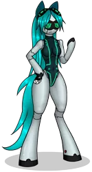 Size: 656x1220 | Tagged: anthro, anthro oc, artist:funkybacon, derpibooru import, oc, oc:cloudsmasher, robot, safe, simple background, solo, transparent background, unguligrade anthro, unofficial characters only