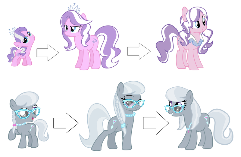 Size: 3784x2472 | Tagged: safe, artist:asdflove, artist:kraysee, derpibooru import, diamond tiara, silver spoon, earth pony, pony, age progression, older, older diamond tiara, older silver spoon, vector