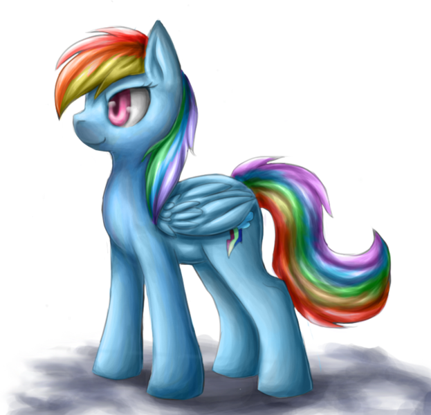 Size: 798x768 | Tagged: safe, artist:aschenstern, derpibooru import, rainbow dash, pegasus, pony, cloud, female, mare, on a cloud, simple background, smiling, solo, transparent background