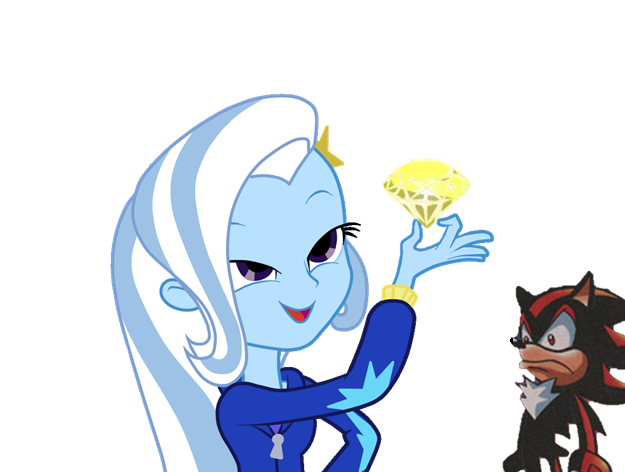 Size: 625x472 | Tagged: safe, derpibooru import, trixie, equestria girls, archie comics, chaos emerald, crossover, exploitable meme, look what trixie found, meme, shadow the hedgehog, sonic the hedgehog (series), that damn fourth chaos emerald