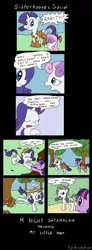 Size: 972x2649 | Tagged: artist:tifu, comic, derpibooru import, m. night shyamalan, rarity, safe, sweetie belle, twilight sparkle, what a twist