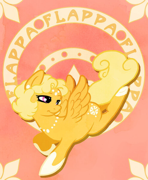 Size: 900x1093 | Tagged: safe, artist:ohsadface, derpibooru import, oc, unofficial characters only, pegasus, pony, art deco, flapper, pun, solo