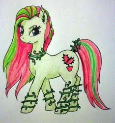 Size: 848x906 | Tagged: artist:divinekitten, derpibooru import, monster high, ponified, safe, solo, traditional art, venus mcflytrap