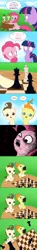 Size: 1057x7184 | Tagged: safe, artist:doublewbrothers, derpibooru import, pinkie pie, pound cake, pumpkin cake, twilight sparkle, pony, baby, baby ponies, baby pony, cake twins, chess, comic, drool, gentlemen, omg face, table flip