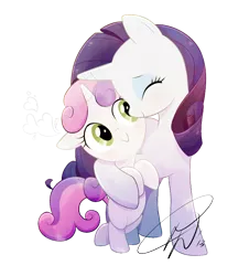 Size: 800x884 | Tagged: safe, artist:lillayfran, derpibooru import, rarity, sweetie belle, pony, unicorn, cute, eyes closed, female, filly, hug, mare, profile, raribetes, siblings, simple background, sisterly love, sisters, snuggling, transparent background