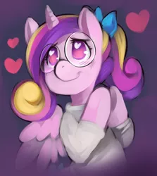 Size: 568x636 | Tagged: safe, artist:ende26, derpibooru import, princess cadance, alicorn, ask high school cadance, adorkable, clothes, cute, cutedance, dork, female, glasses, heart, heart eyes, smiling, solo, tumblr, wingding eyes