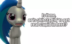 Size: 960x600 | Tagged: safe, artist:pinkie diane roosevelt phd, derpibooru import, vinyl scratch, 3d, gmod, reaction image, solo, vulgar