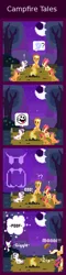 Size: 440x1820 | Tagged: safe, artist:zztfox, derpibooru import, apple bloom, applejack, babs seed, rarity, scootaloo, sweetie belle, earth pony, pegasus, pony, unicorn, boo (super mario), campfire, comic, crossover, cutie mark crusaders, female, filly, foal, mare, pixel art, super mario bros.