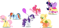 Size: 1500x706 | Tagged: safe, artist:schnuffitrunks, derpibooru import, applejack, fluttershy, pinkie pie, rainbow dash, rarity, twilight sparkle, twilight sparkle (alicorn), alicorn, pony, magical mystery cure, alternate hairstyle, big crown thingy, country pie, element of magic, female, mare, personality swap, pinkity, role reversal, swapped cutie marks, vector