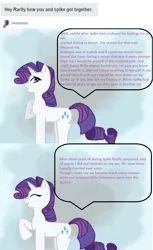 Size: 800x1304 | Tagged: safe, derpibooru import, rarity, spike, asksparityfamily, female, male, shipping, sparity, straight, tumblr