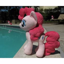 Size: 500x500 | Tagged: 4de, derpibooru import, irl, official, photo, pinkie pie, plushie, safe, swimming pool