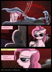 Size: 760x1050 | Tagged: artist:helenasherzblut, blood, comic, derpibooru import, fanfic:silent ponyville, grimdark, lost memories, pinkie pie