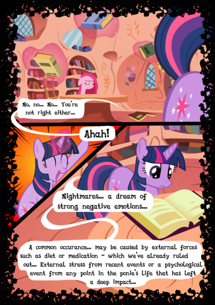 Size: 744x1052 | Tagged: artist:mashuga31, comic, derpibooru import, fanfic:silent ponyville, golden oaks library, pinkamena diane pie, pinkie pie, safe, twilight sparkle